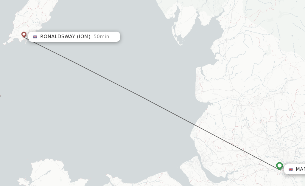 Flights from Manchester to Isle Of Man route map