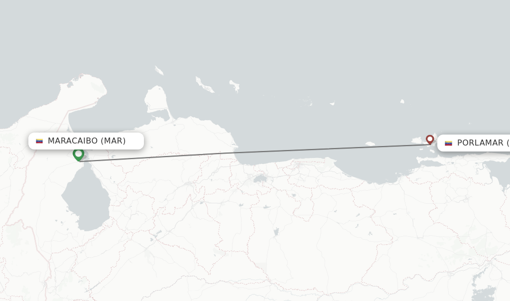 Flights from Maracaibo to Porlamar route map