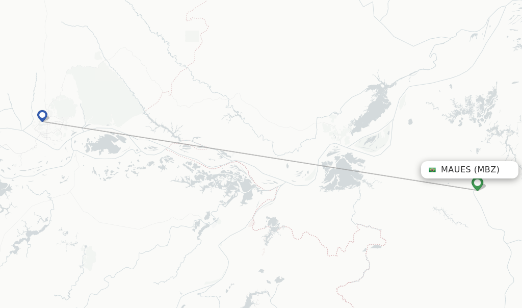 Route map with flights from Maues with Azul