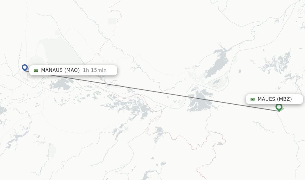 Flights from Maues to Manaus route map