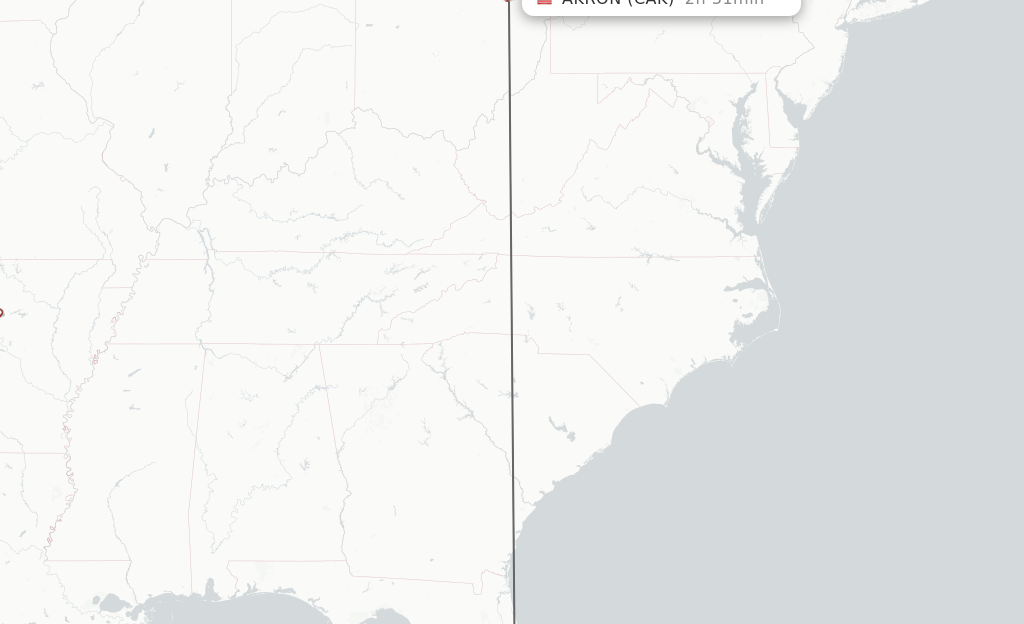 Flights from Orlando to Akron route map
