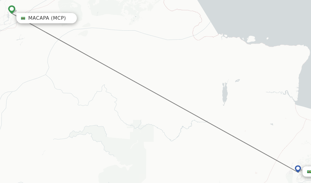 Flights from Macapa to Belem route map