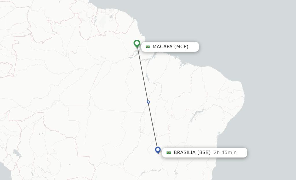 Flights from Macapa to Brasilia route map