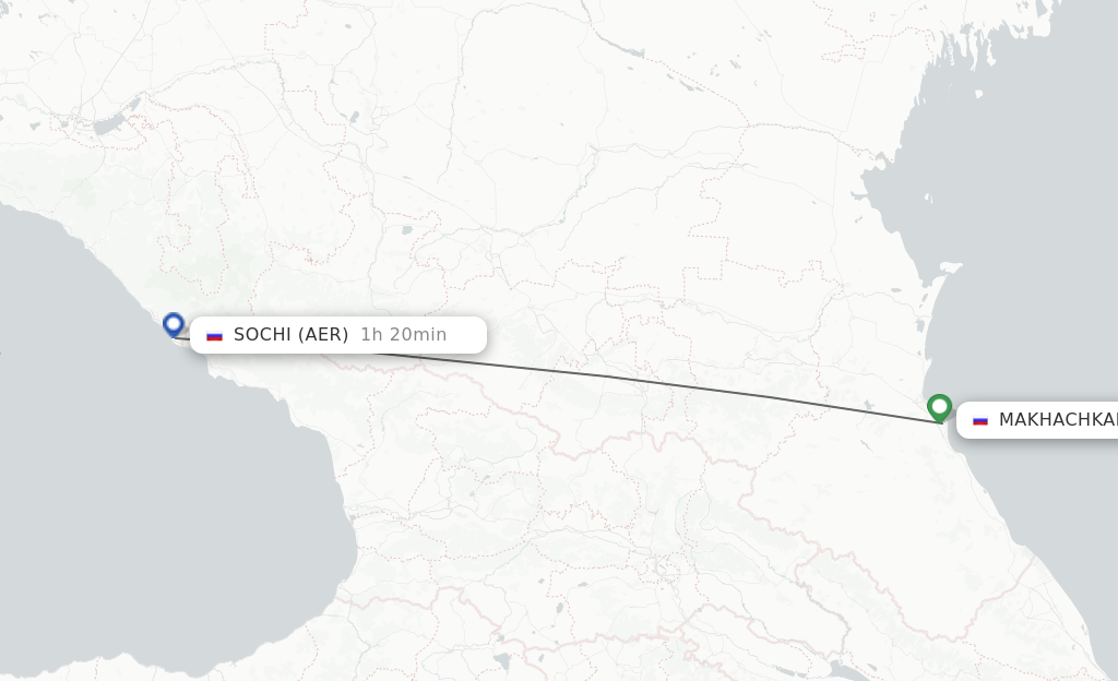 Flights from Makhachkala to Adler/Sochi route map