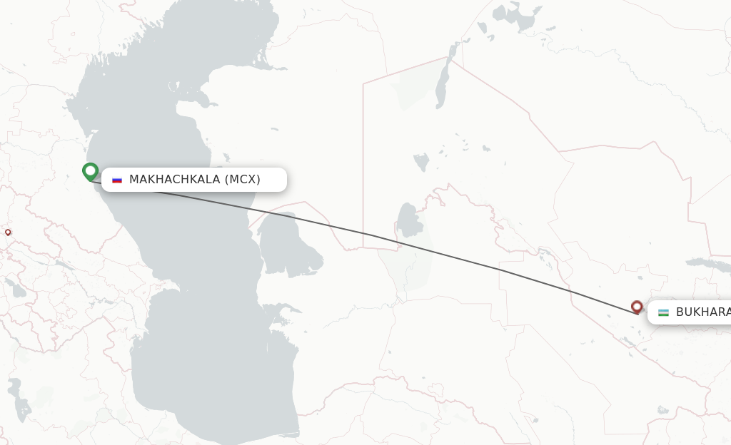 Flights from Makhachkala to Bukhara route map