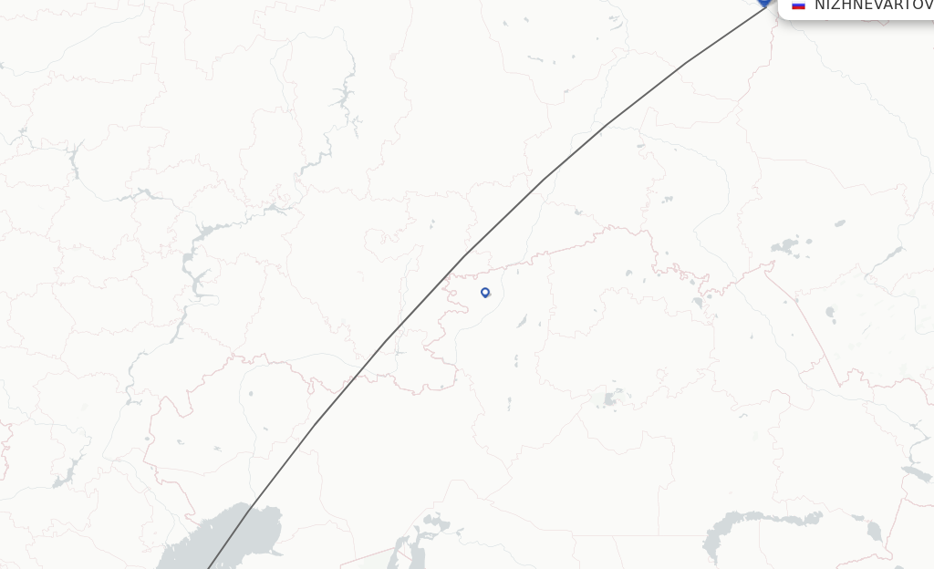 Flights from Makhachkala to Nizhnevartovsk route map