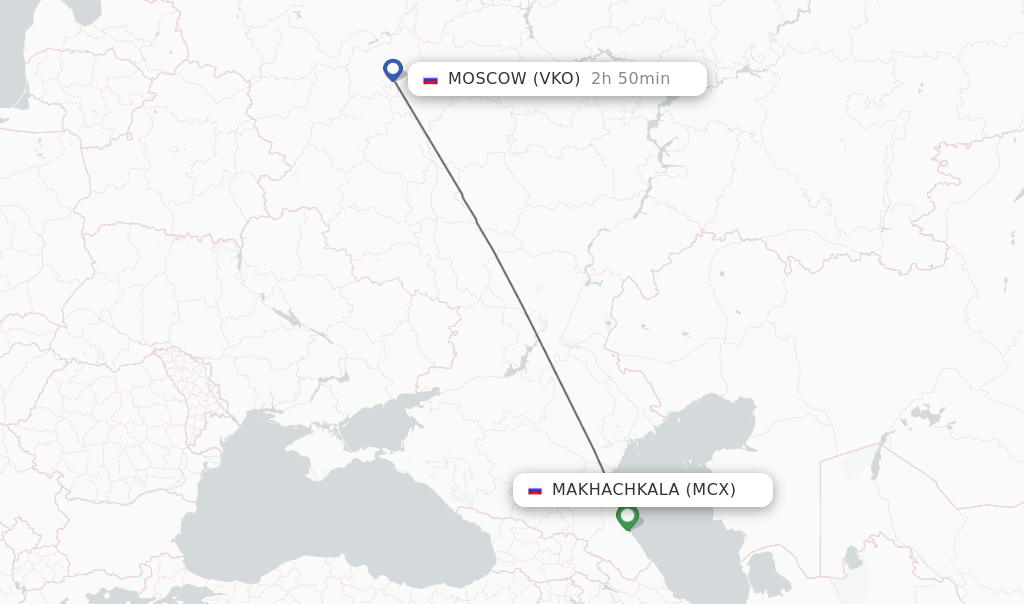 Flights from Makhachkala to Moscow route map