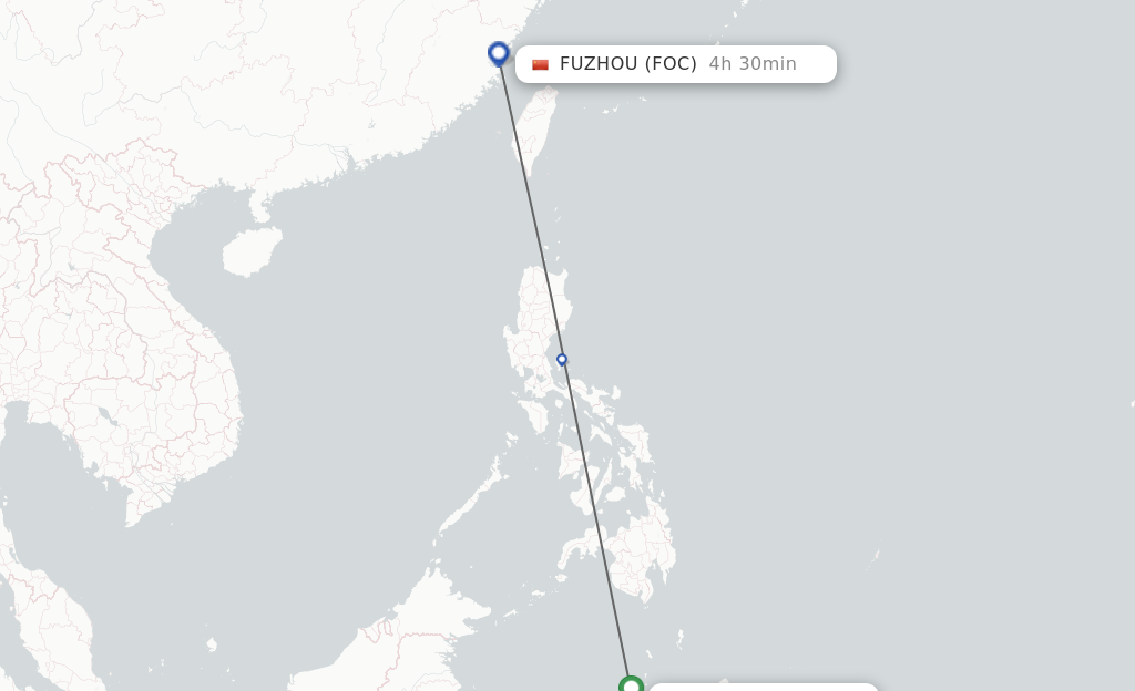 Flights from Manado to Fuzhou route map