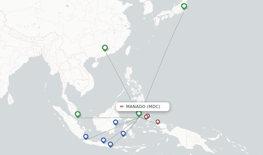 Flights from Manado to Ambon route map