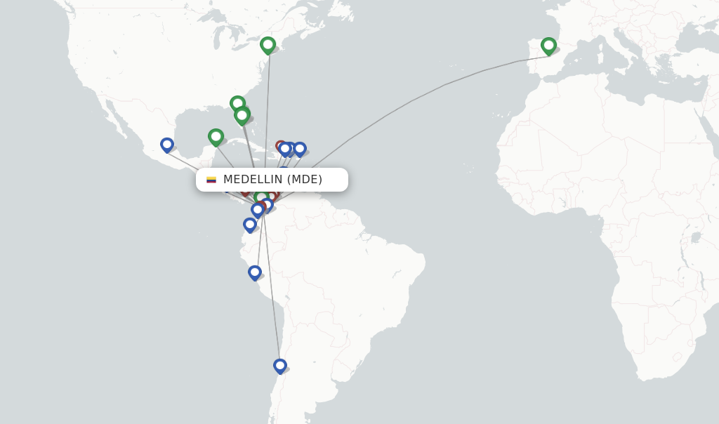 Medellin flight map