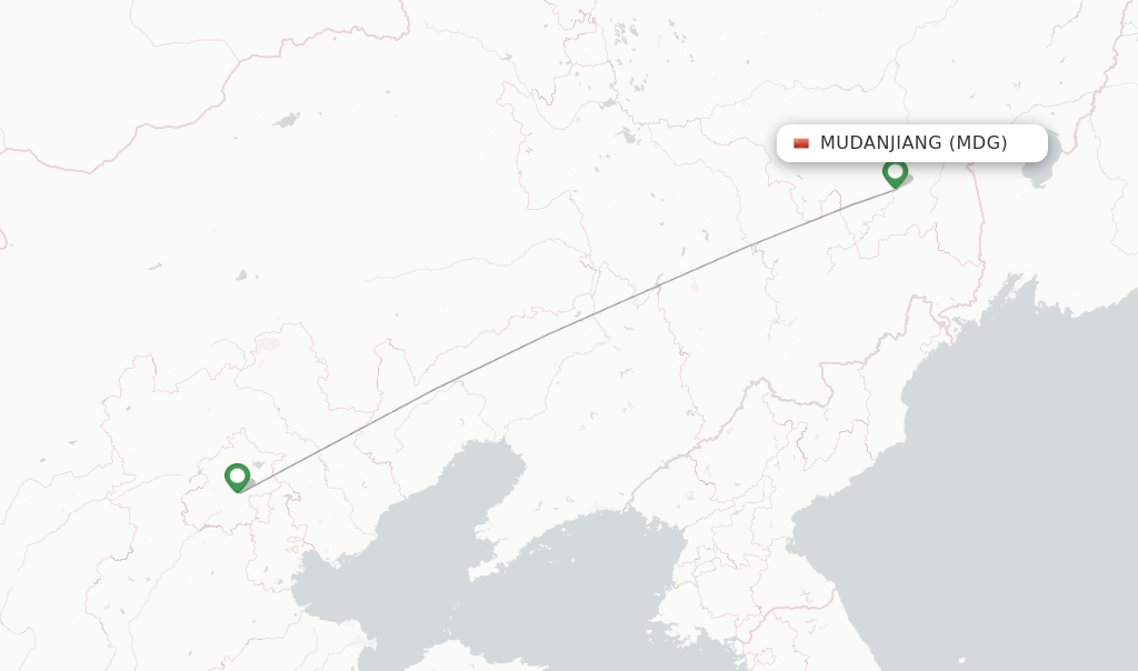 Route map with flights from Mudanjiang with Air China