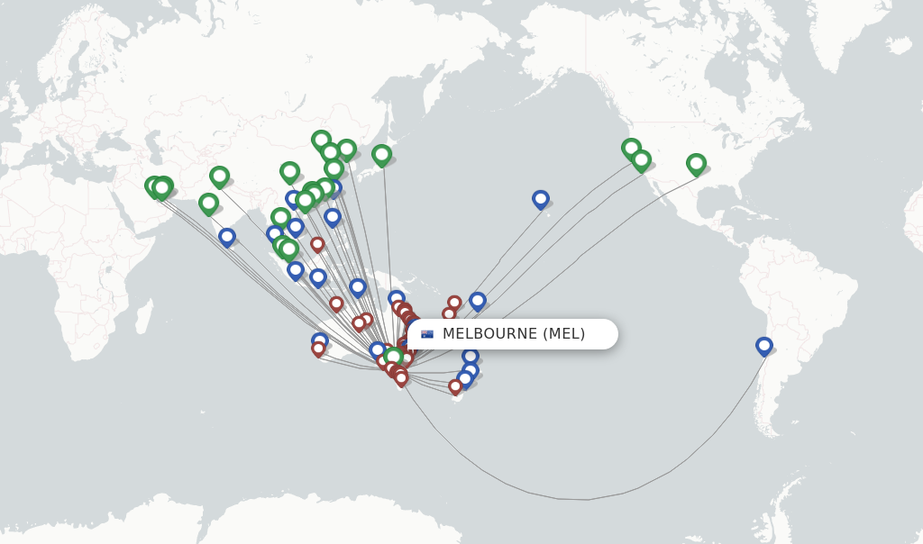 Melbourne flight map