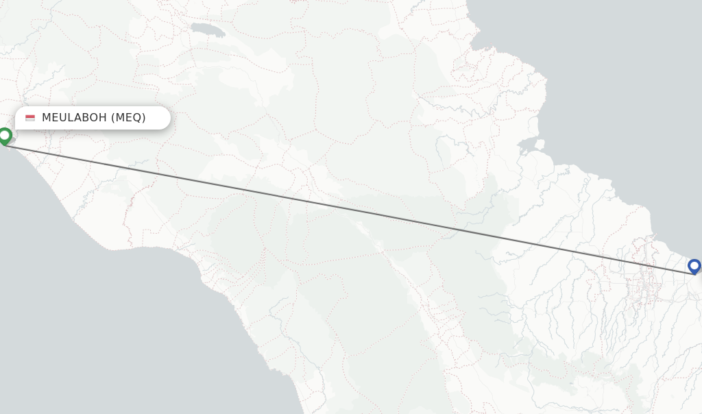 Flights from Meulaboh to Kuala Namu route map