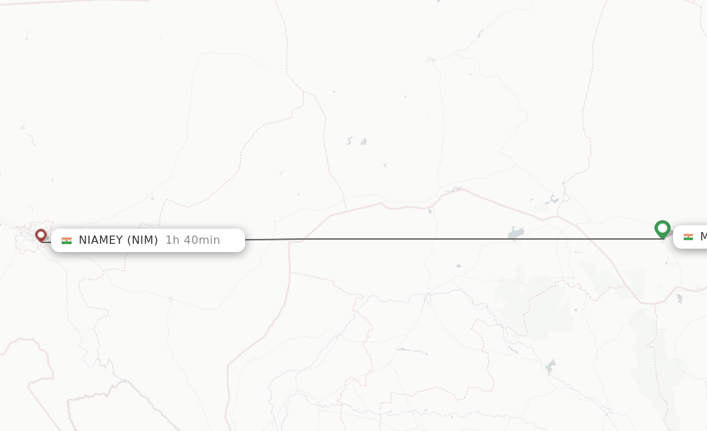 Flights from Maradi to Niamey route map