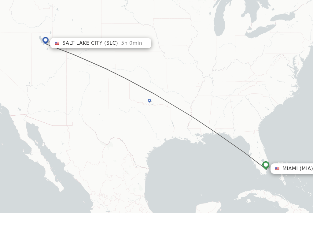 Flights from Miami to Salt Lake City route map