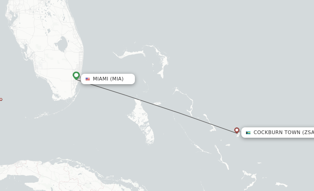 Flights from Miami to San Salvador route map