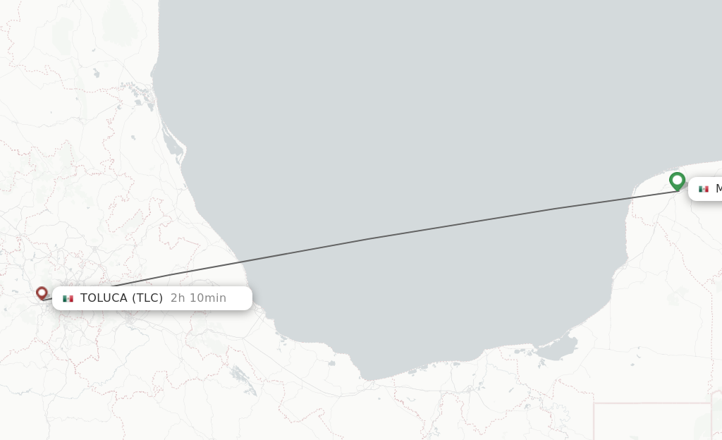 Flights from Merida to Toluca route map