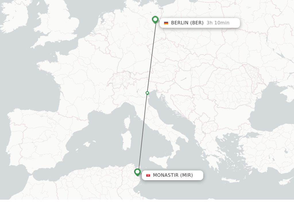 Flights from Monastir to Berlin route map