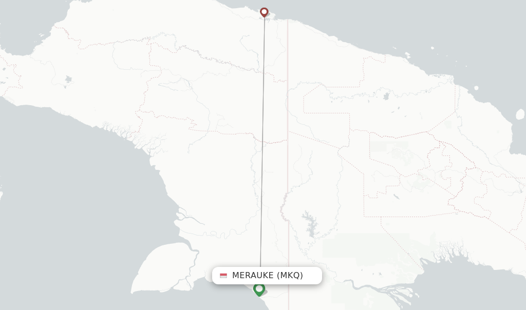 Route map with flights from Merauke with Garuda Indonesia