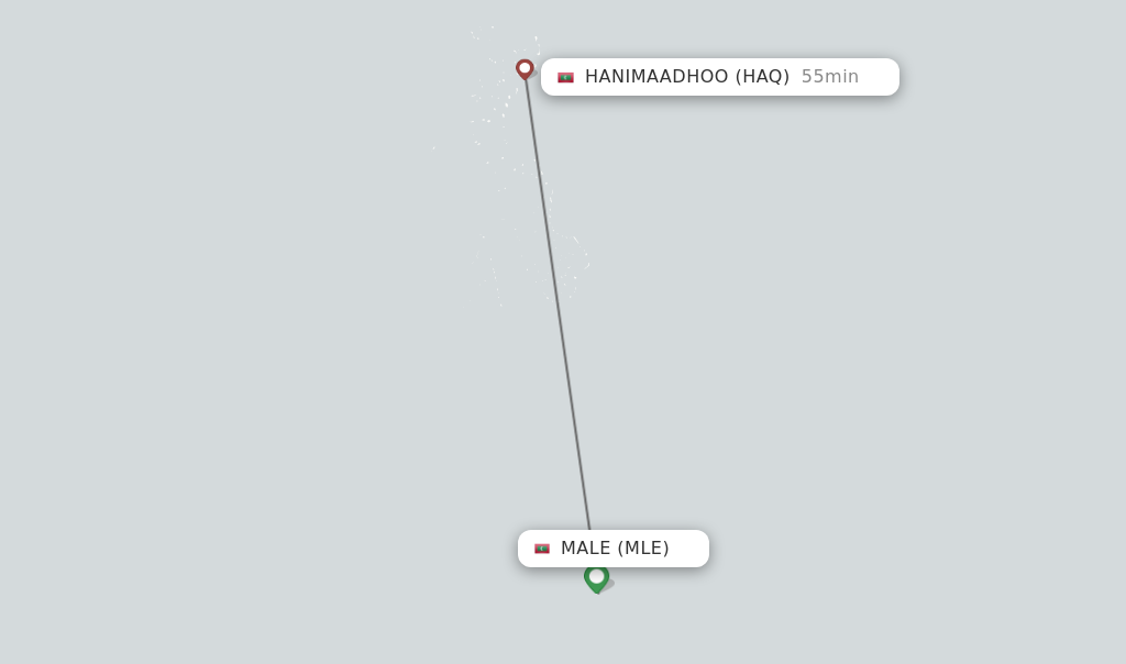 Flights from Male to Hanimaadhoo route map