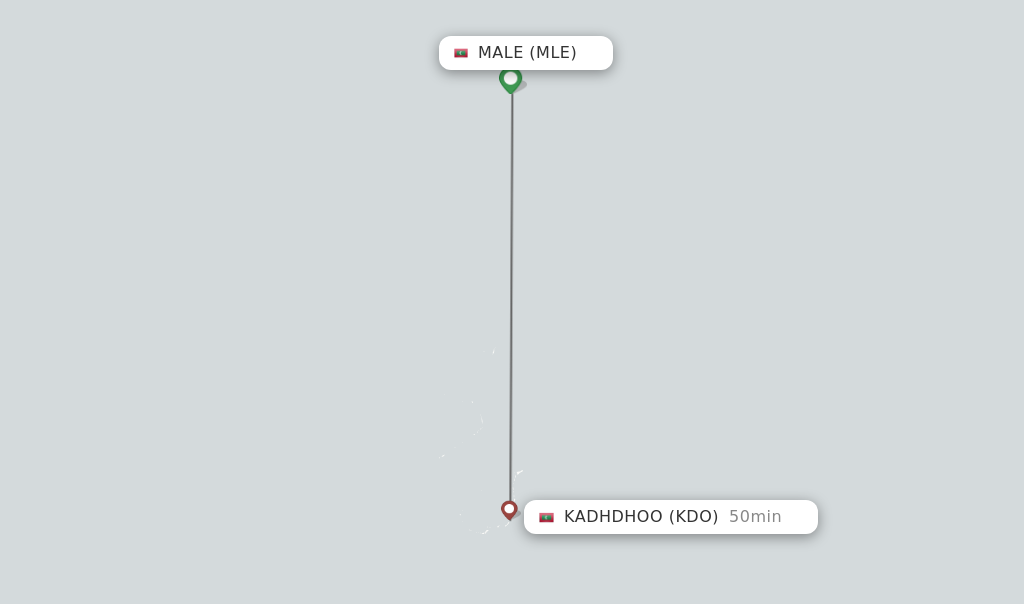 Flights from Male to Kadhdhoo route map