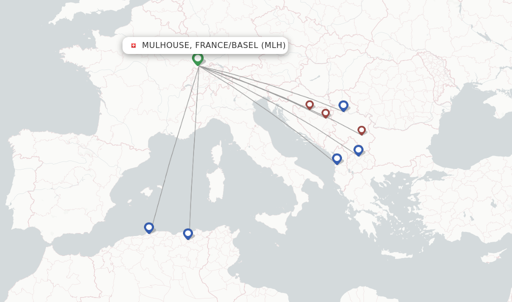 Mulhouse, France/Basel flight map
