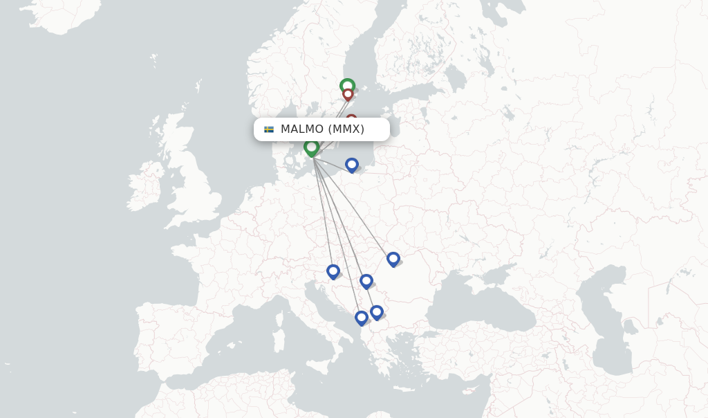 Malmo flight map