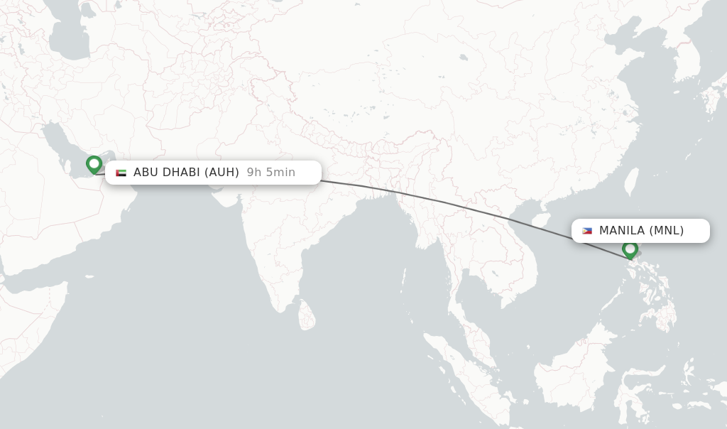 Flights from Manila to Abu Dhabi route map