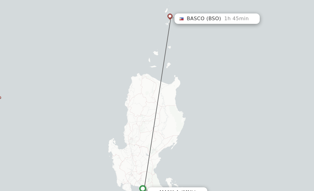 Flights from Manila to Basco route map