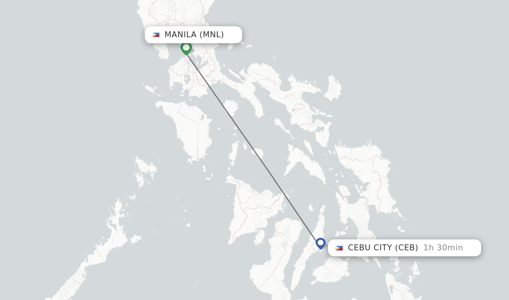 Flights from Manila to Cebu City route map
