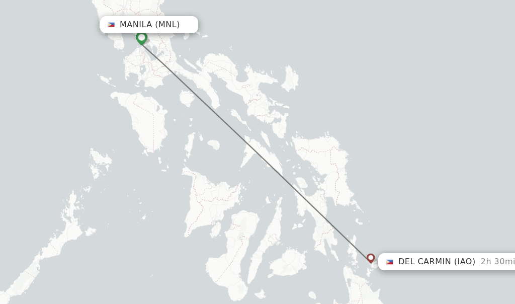 Flights from Manila to Del Carmin route map
