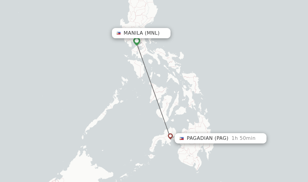 Flights from Manila to Pagadian route map