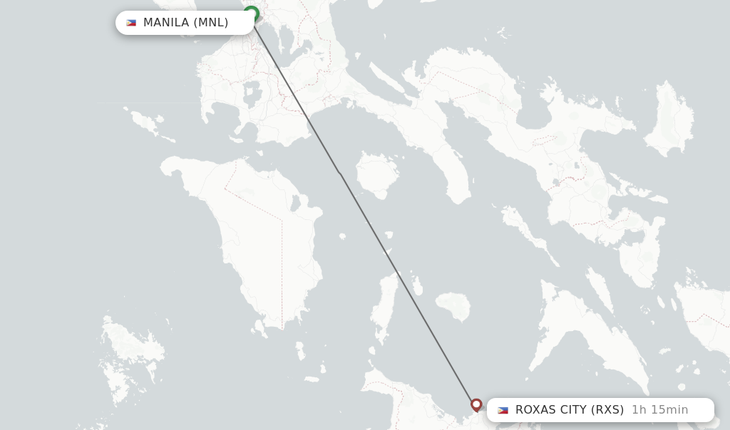 Flights from Manila to Roxas City route map