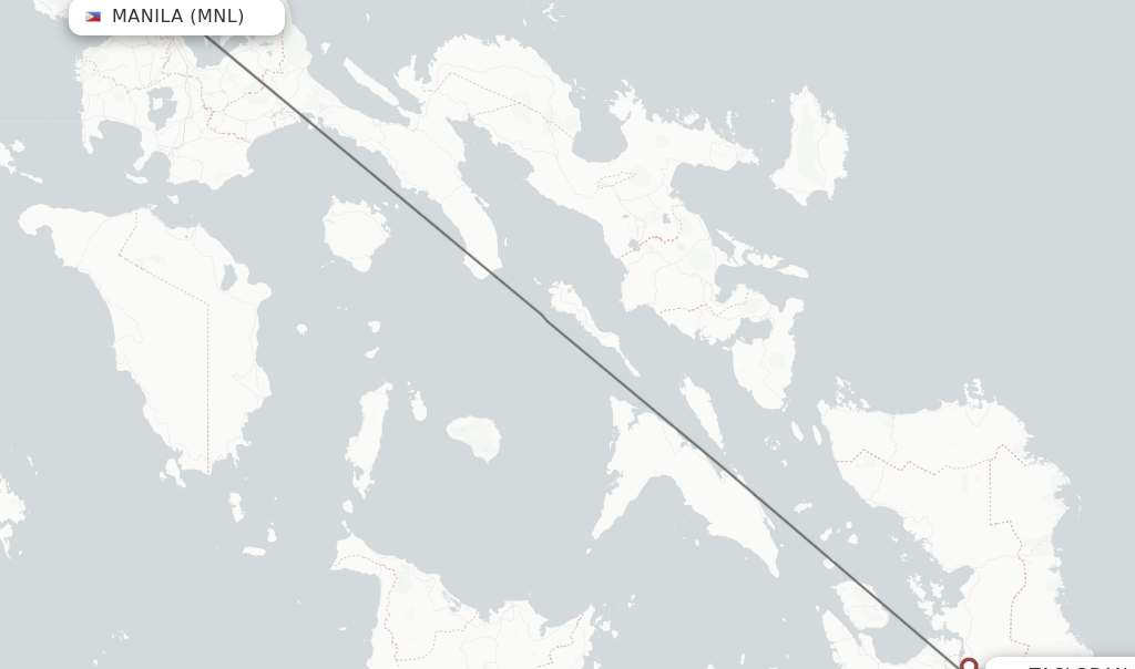 Flights from Manila to Tacloban route map