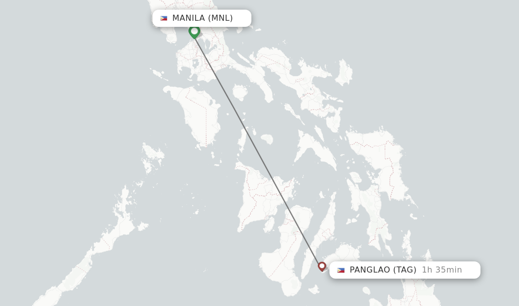 Flights from Manila to Panglao route map
