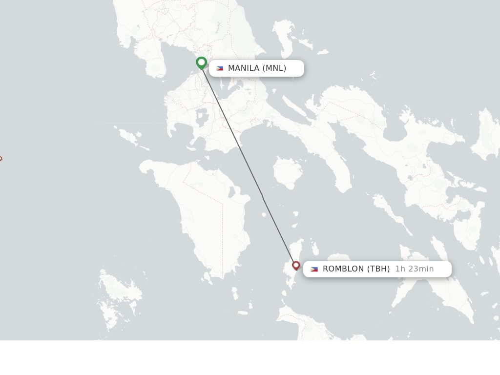 Flights from Manila to Barangay Tugdan route map