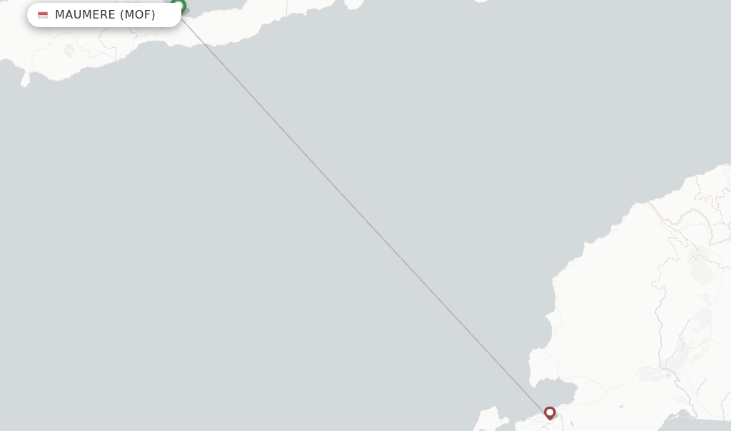Route map with flights from Maumere with Nam Air