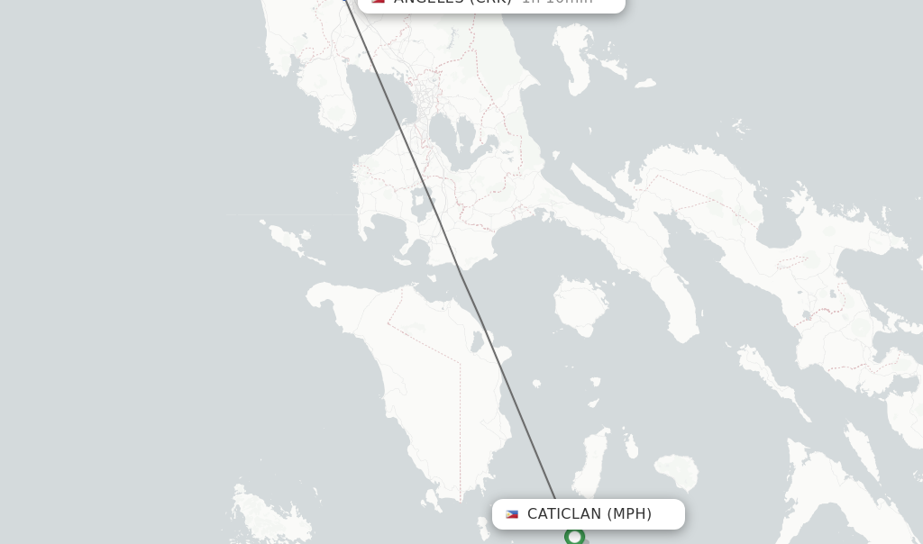 Flights from Caticlan to Angeles route map