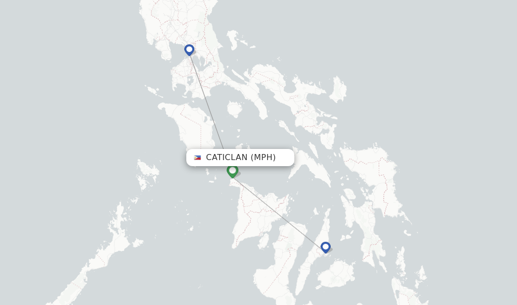 Route map with flights from Caticlan with Cebgo