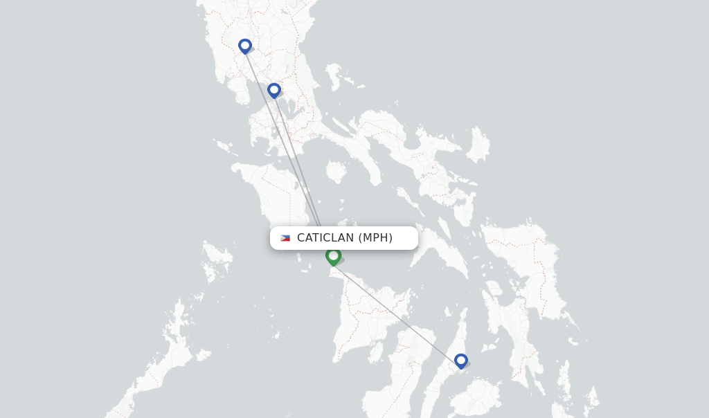 Route map with flights from Caticlan with Philippines AirAsia