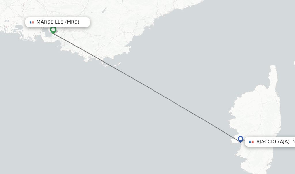 Flights from Marseille to Ajaccio route map