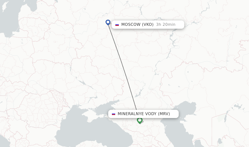 Flights from Mineralnye Vody to Moscow route map