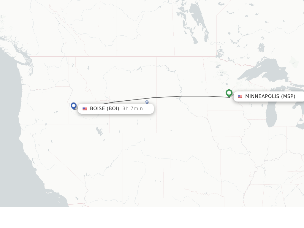 Flights from Minneapolis to Boise route map