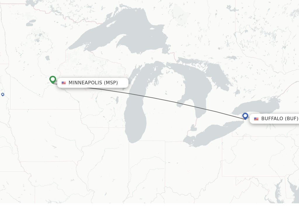 Flights from Minneapolis to Buffalo route map