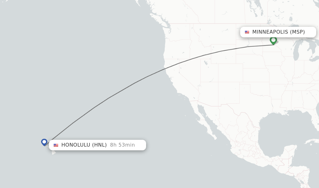 Flights from Minneapolis to Honolulu route map