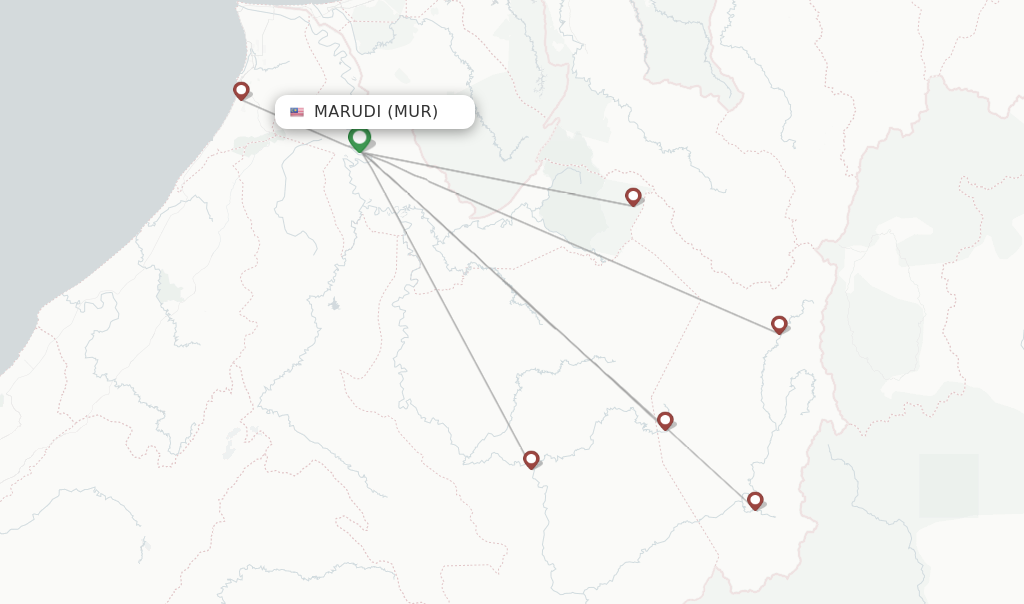 Route map with flights from Marudi with Malaysia Airlines