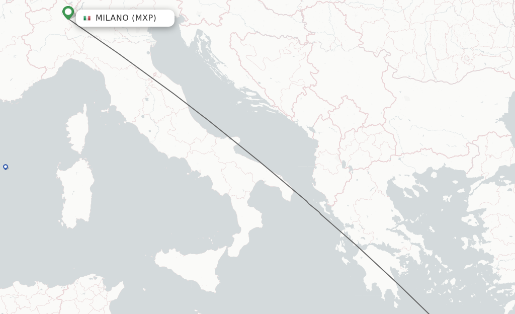 Flights from Milan to Heraklion route map
