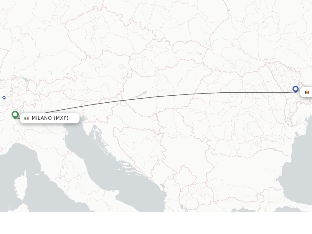 Flights from Milan to Chisinau route map