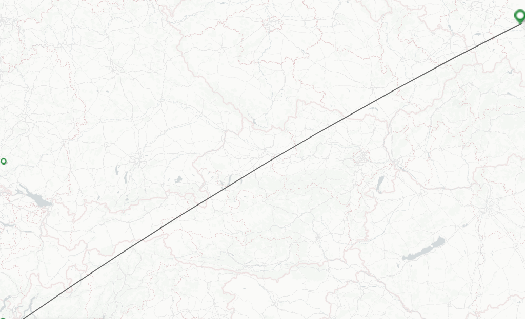 Flights from Milan to Krakow route map