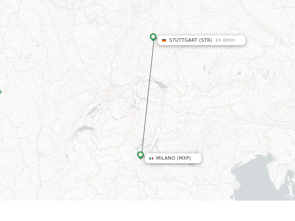 Flights from Milan to Stuttgart route map